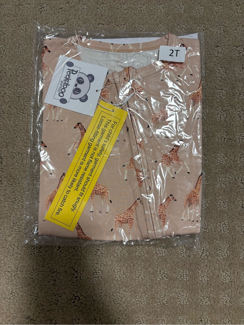 Bamboo Giraffe Print Shortie Romper - 2T